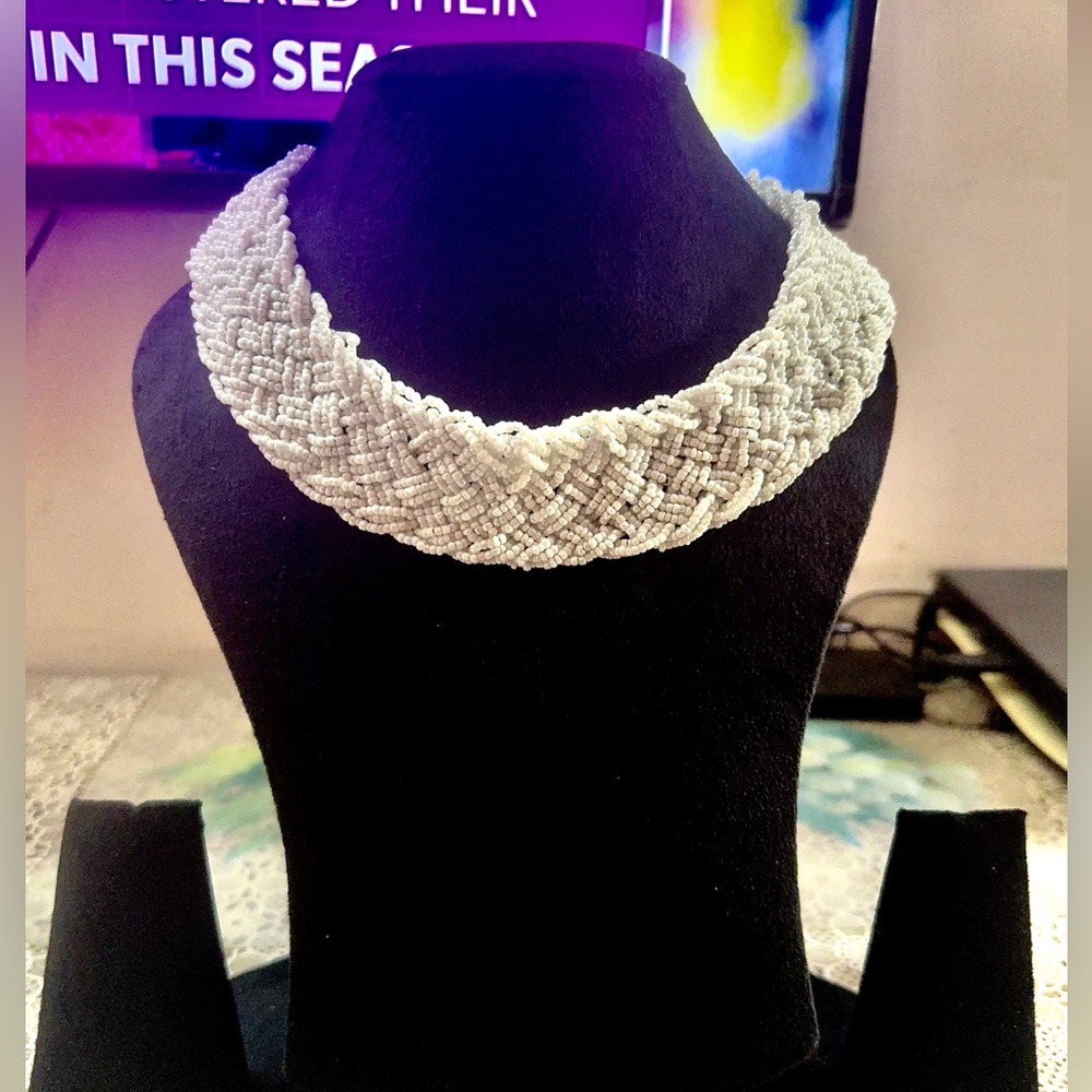 House Of RuSa Vintage White Beaded Neckpiece!Tales of the Folklore